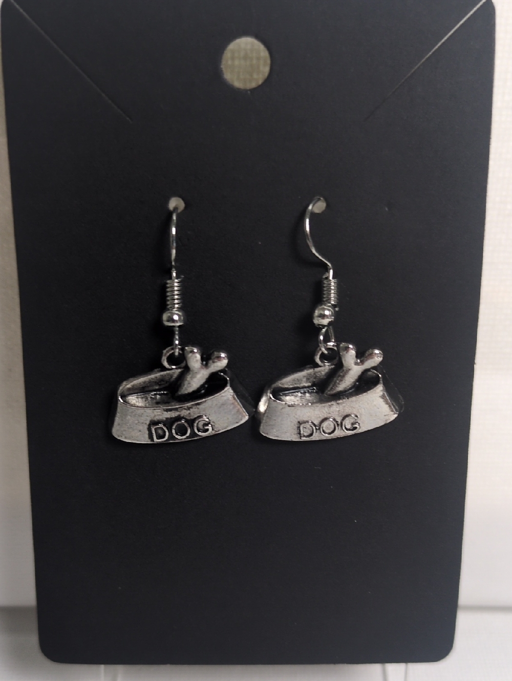 Silver Dog Bowl Charm Earrings - Pet Lover Jewelry